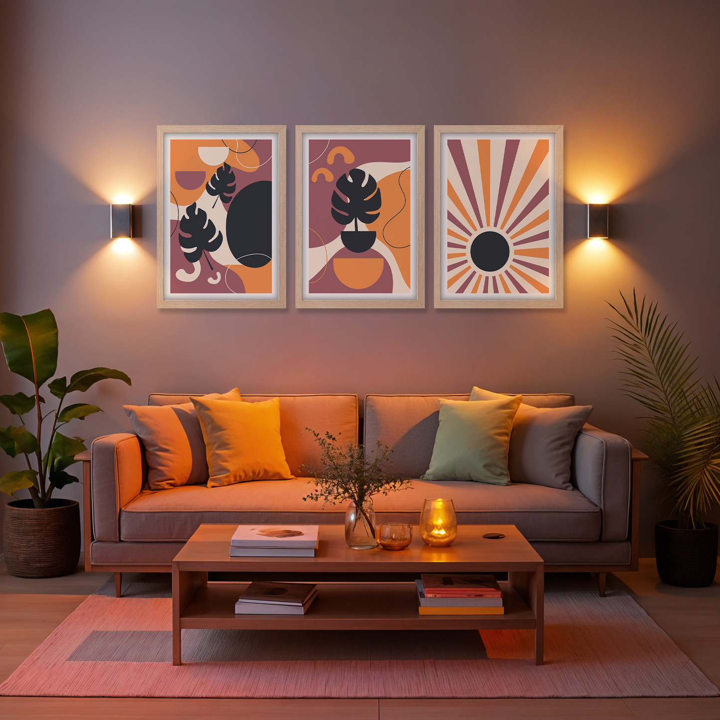 Retro Sunshine Trio Wall Frame Set