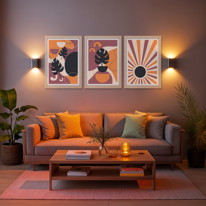 Retro Sunshine Trio Wall Frame Set