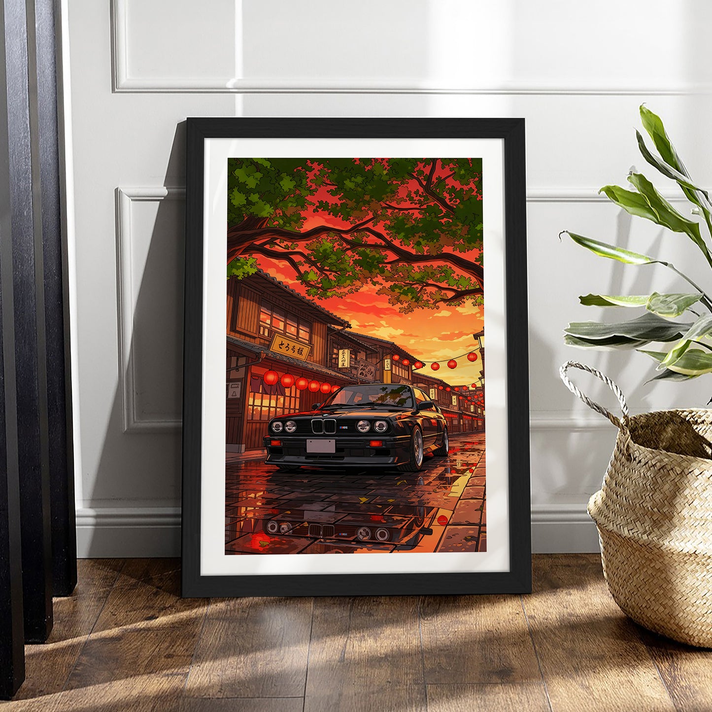 Retro BMW at Sunset Street Wall Frame