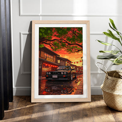 Retro BMW at Sunset Street Wall Frame