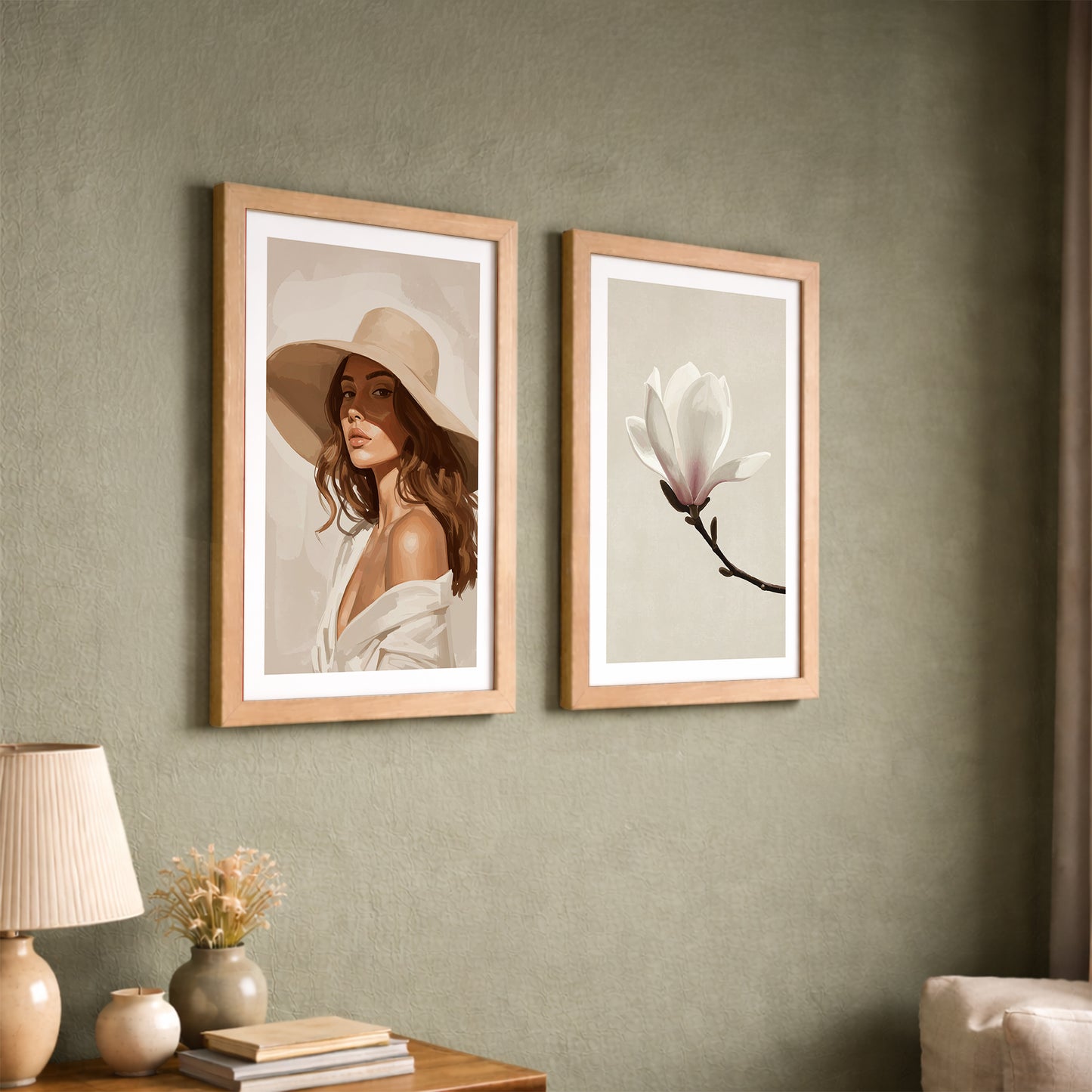 Magnolia & Portrait Wall Art Set