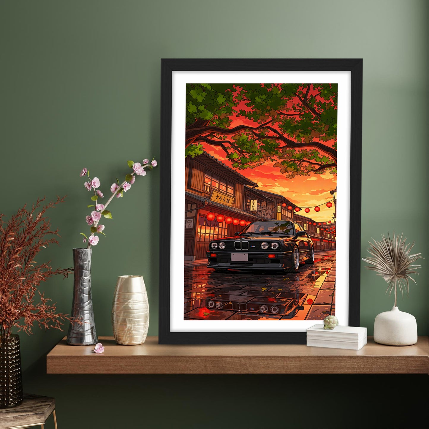 Retro BMW at Sunset Street Wall Frame