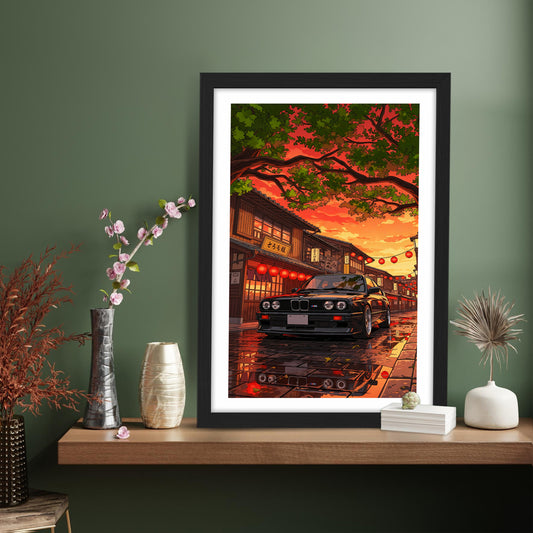 Retro BMW at Sunset Street Wall Frame