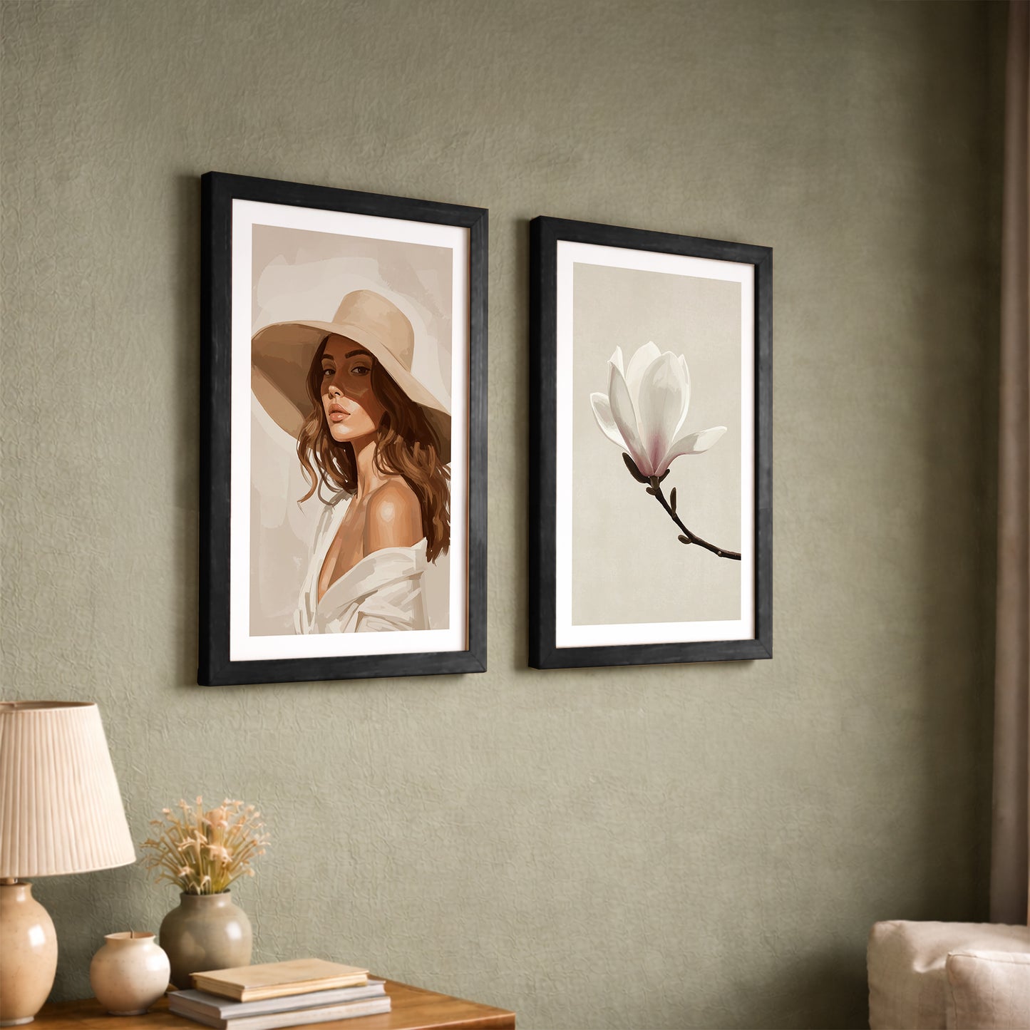 Magnolia & Portrait Wall Art Set