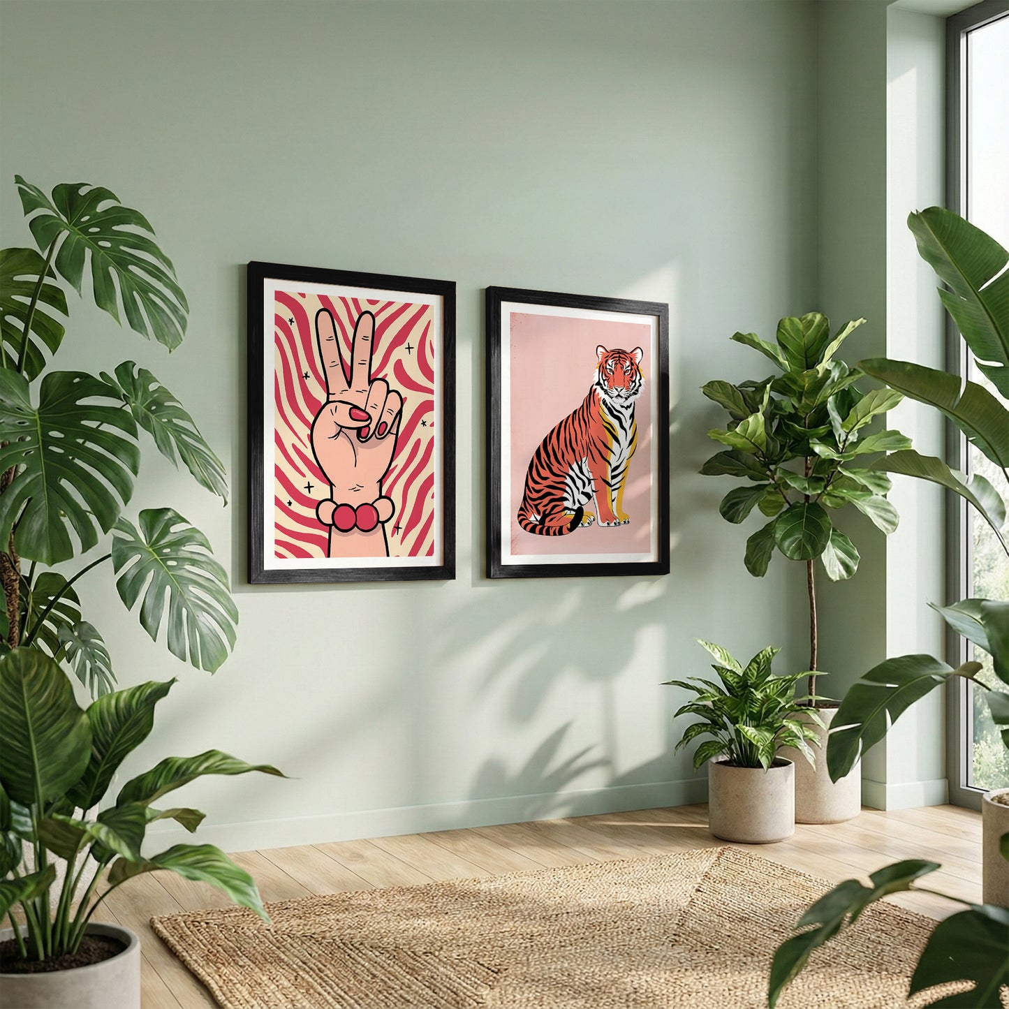 Peace & Power Modern Pop Art Wall Art Set of 2