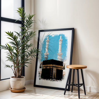 Kaaba Watercolor Islamic Wall Art