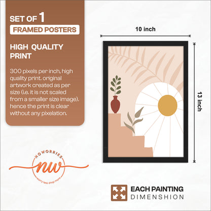 Boho Sunrise Botanical Wall Frame – Set of 1