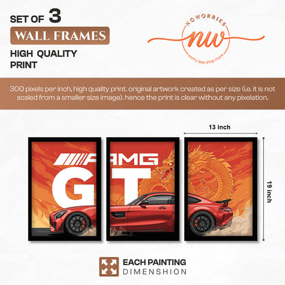 AMG GT Dragon Wall Frame Set of 3