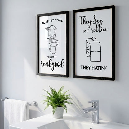 Funny Bathroom Quotes Set of 2