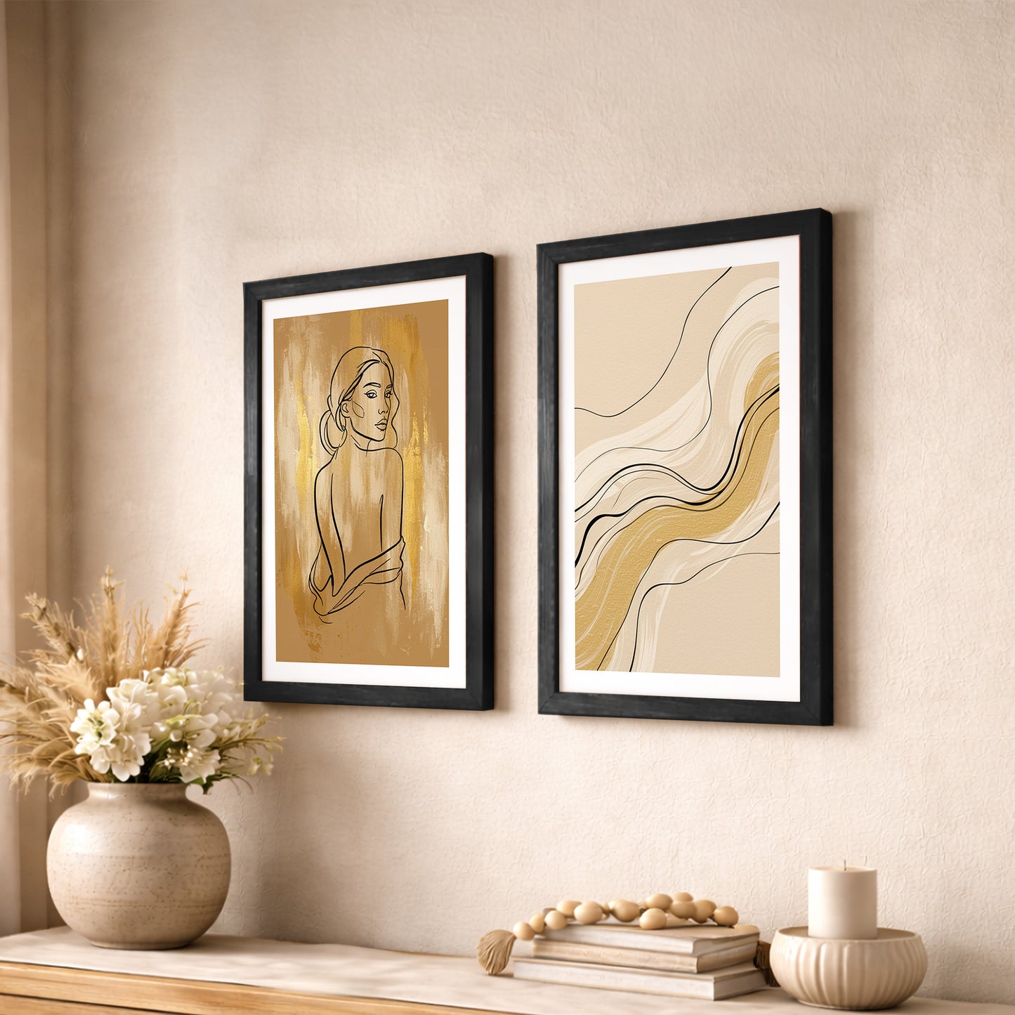 Boho Line Art Framed Set