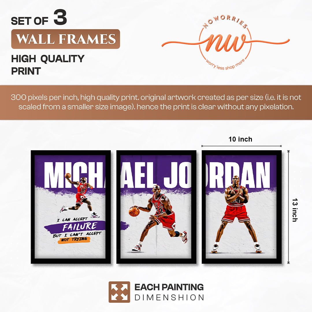 Michael Jordan Motivational Wall Art Set of 3