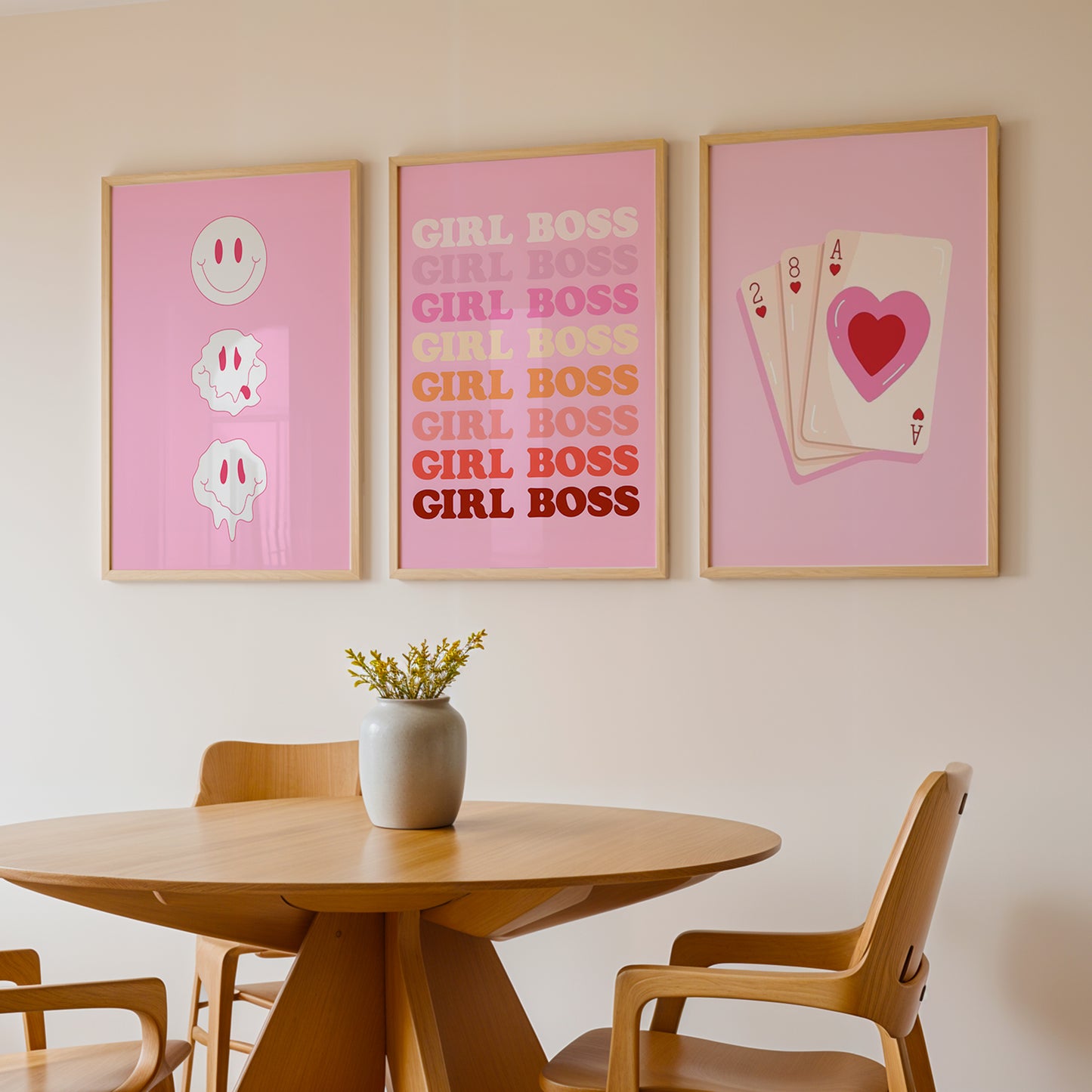 Pink Girl Boss Wall Art Set