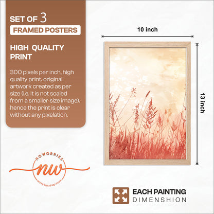 Blush Wildflower Botanical Wall Frames Set of 3