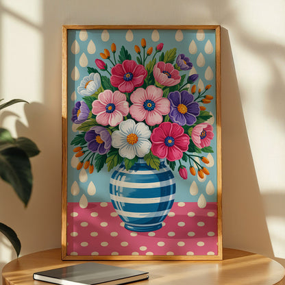 Blooming Floral Vase Framed Wall Art Print