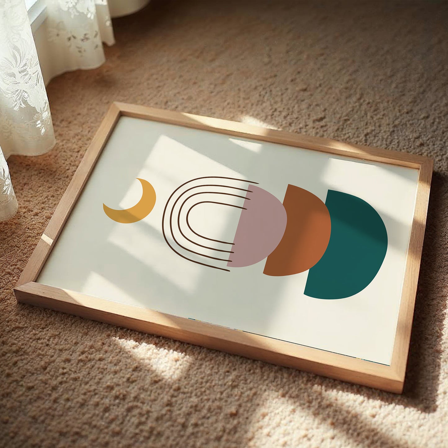 Boho Rainbow Moon Wall Art