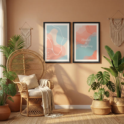 Mindset Is Everything Abstract Wall Art Set of 2