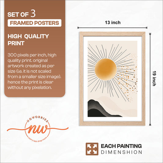 Boho Sun Wall Frames Set of 3