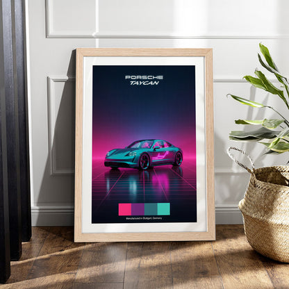 Porsche Taycan Synthwave Wall Frame