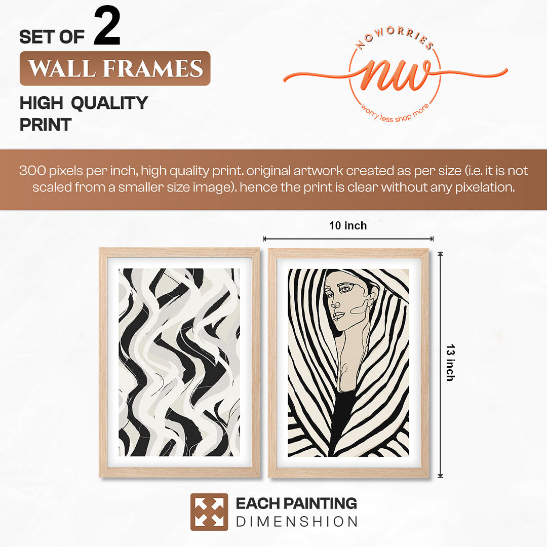 Black & White Abstract Woman Wall Art Set