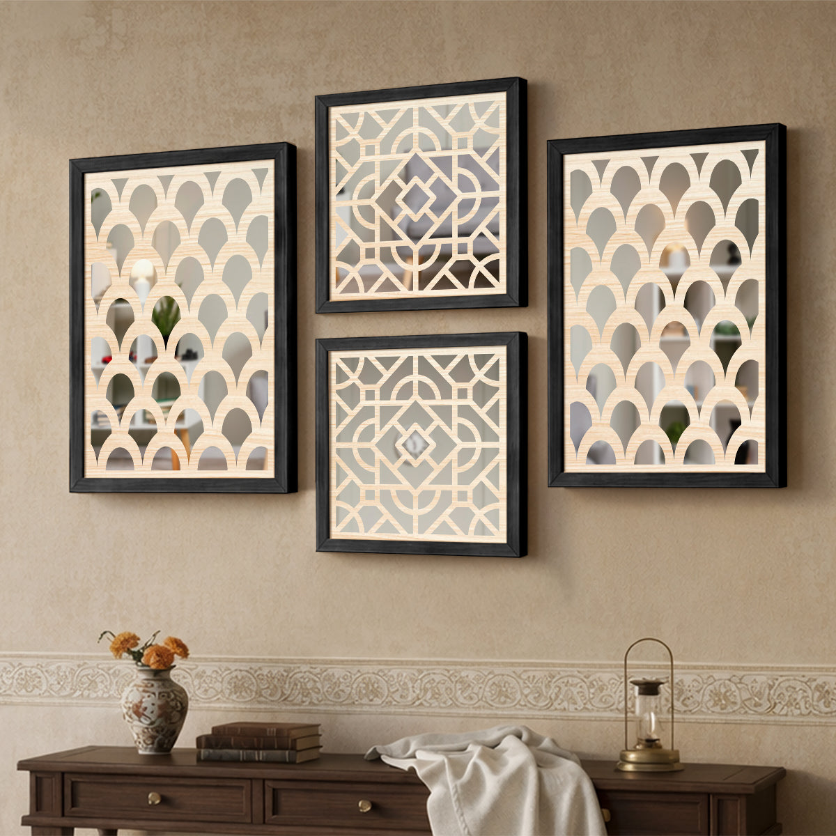 Scallop Arch Mirror Set Set of 4
