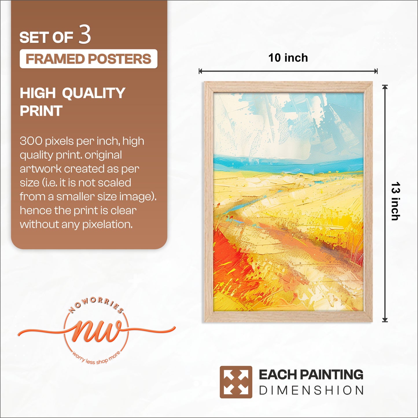 Abstract Coastal Landscape Framed Posters Set of 3