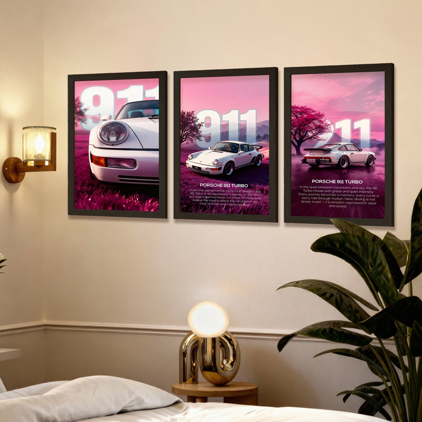 Pink Horizon 911 Wall Frame Set of 3