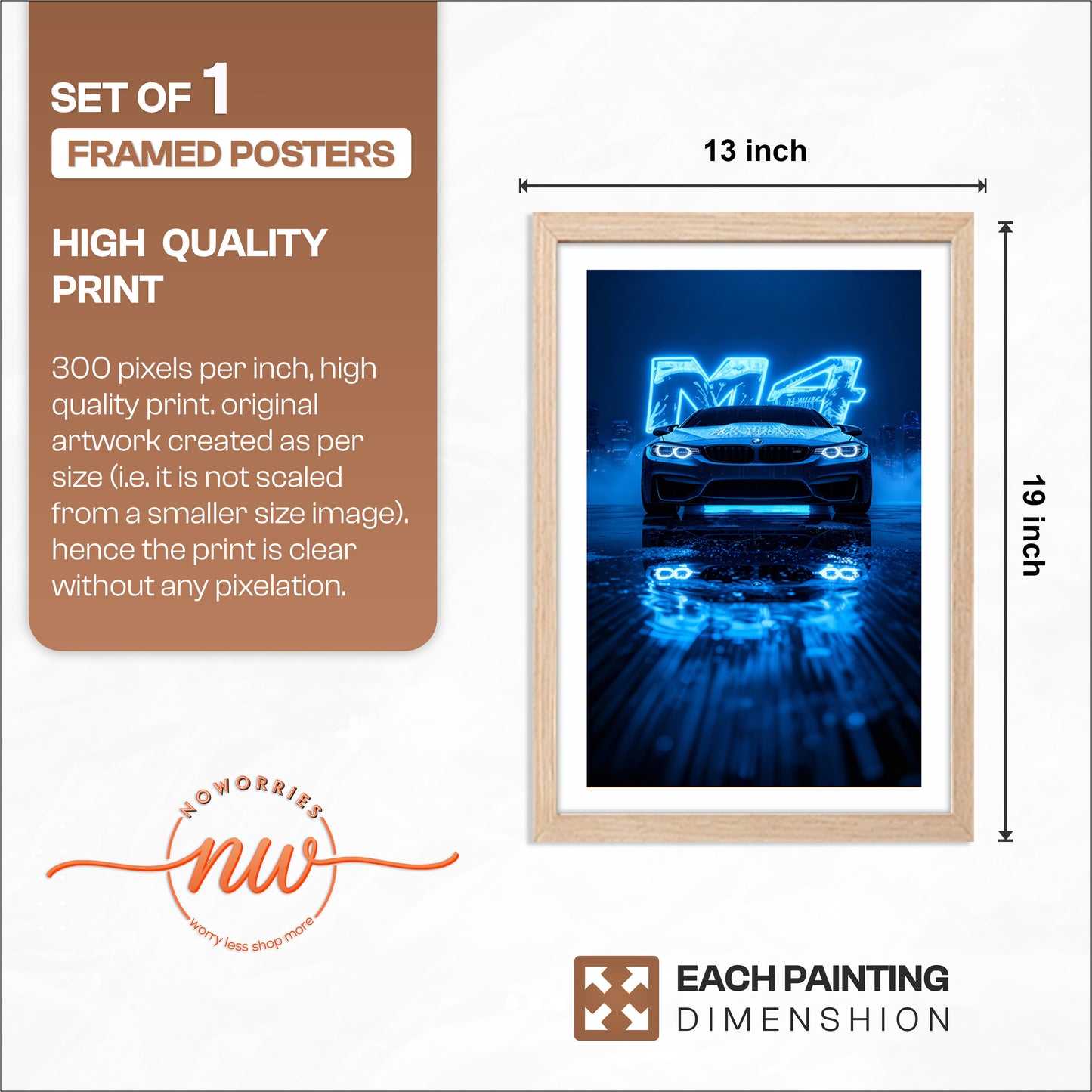 BMW M4 Neon Nights Wall Frame
