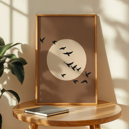 Moonlit Birds Minimalist Celestial Wall Art