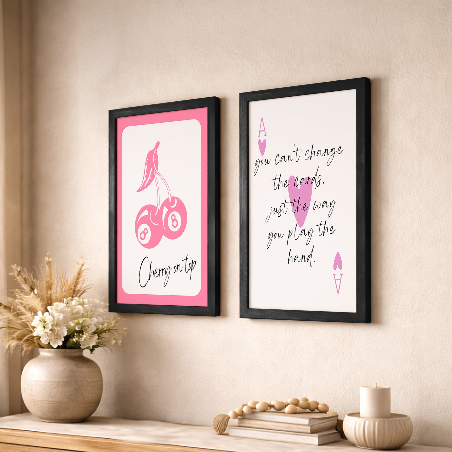 Cherry & Motivational Typography Print Set
