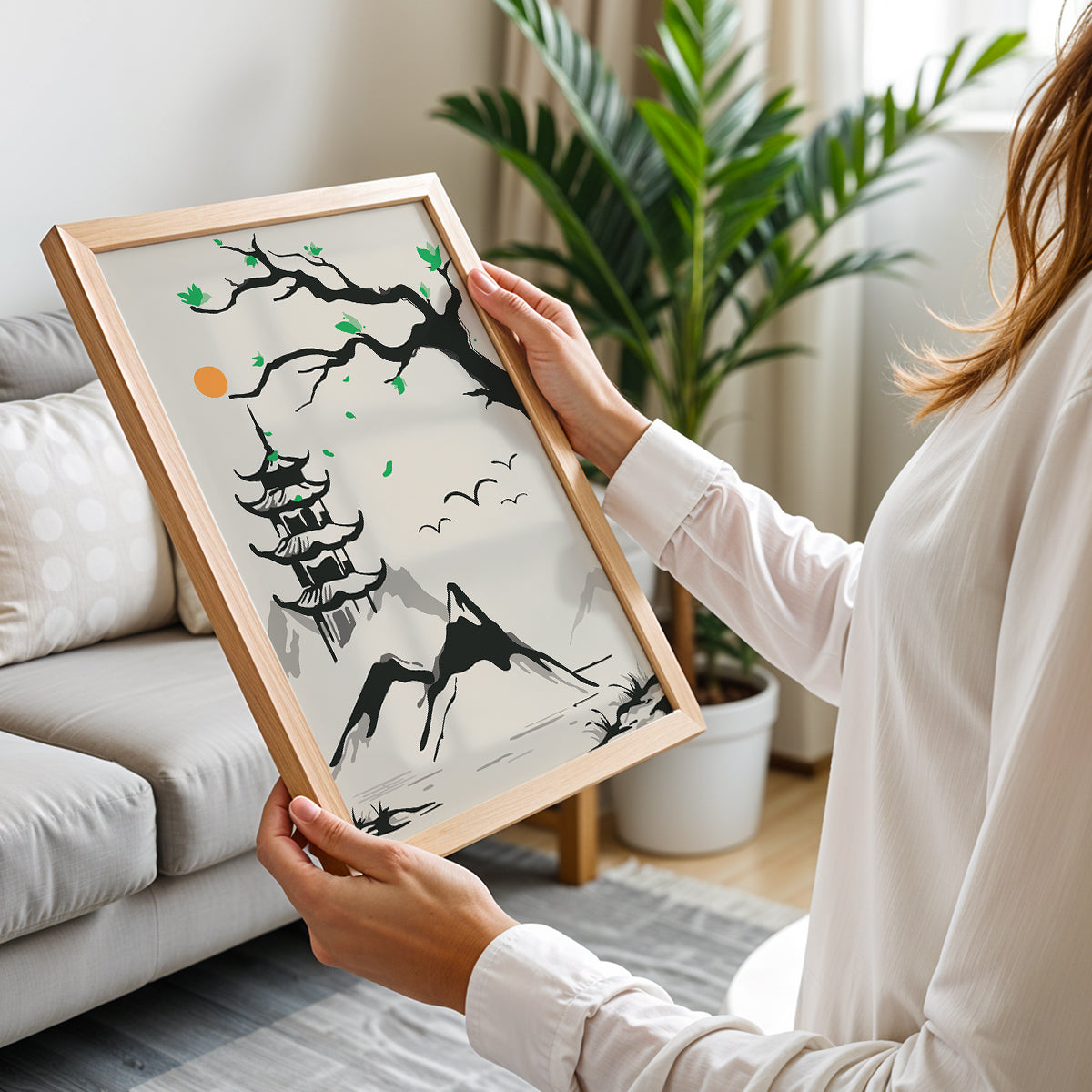 Pagoda Mountain Scene Wall Art