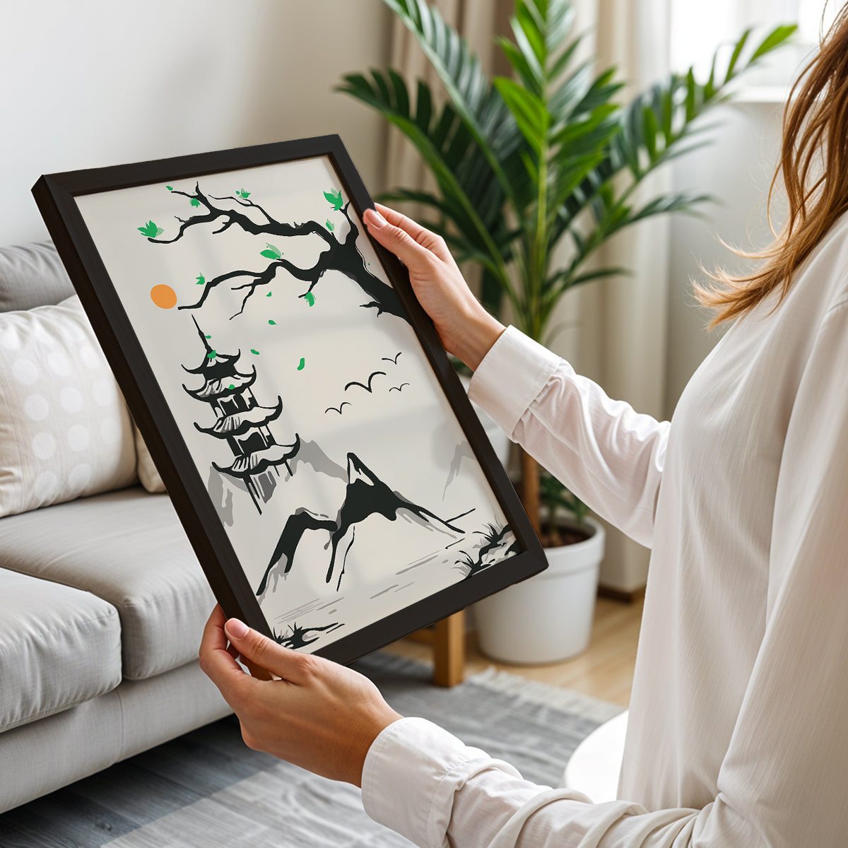 Pagoda Mountain Scene Wall Art
