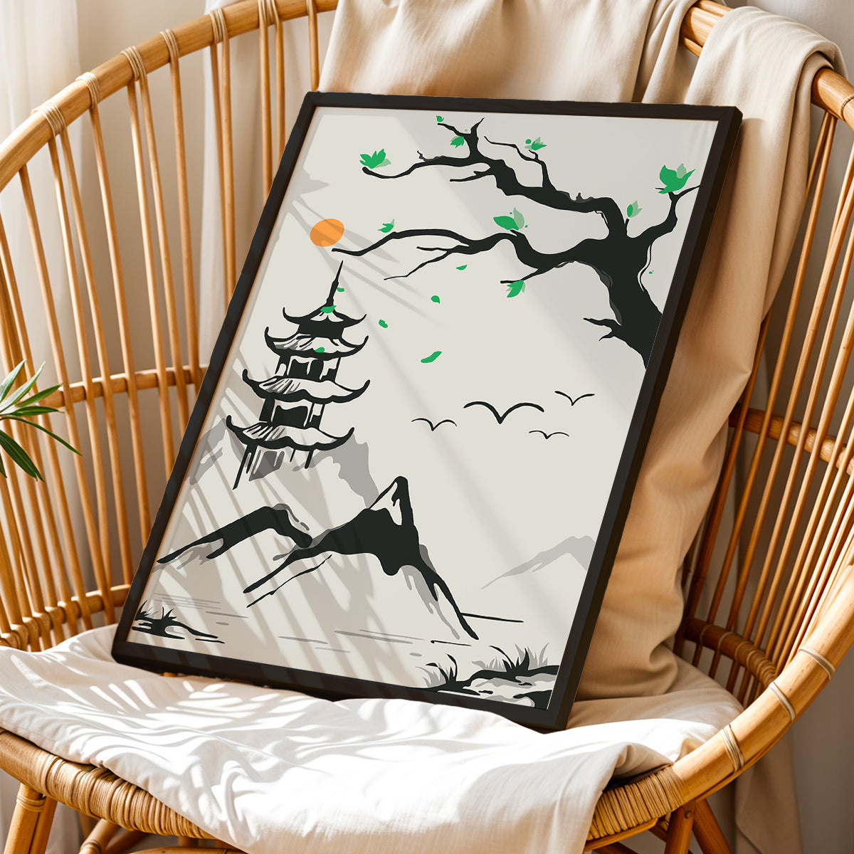 Pagoda Mountain Scene Wall Art