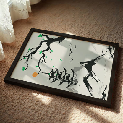 Pagoda Mountain Scene Wall Art