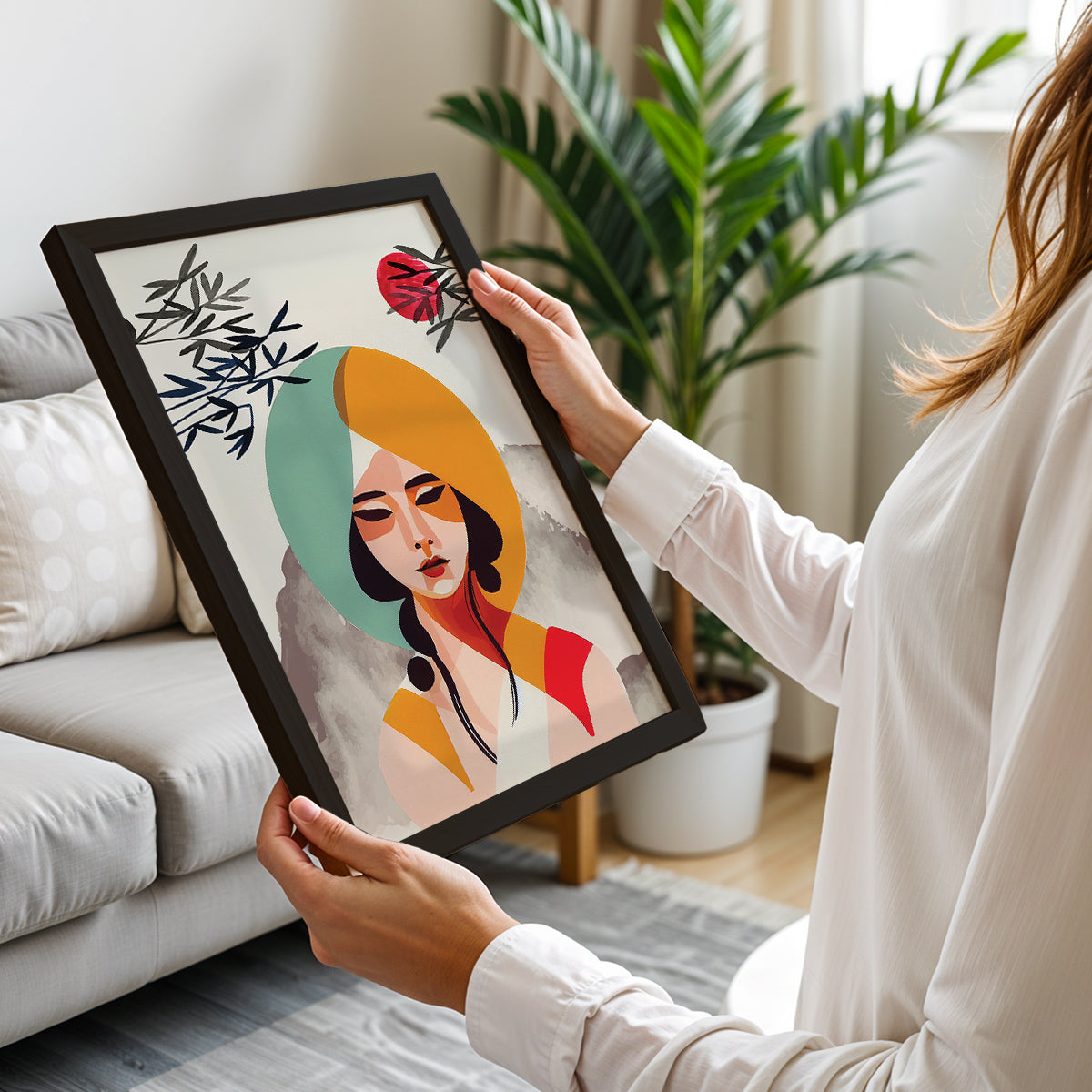 Modern Abstract Woman Portrait Framed Wall Decor