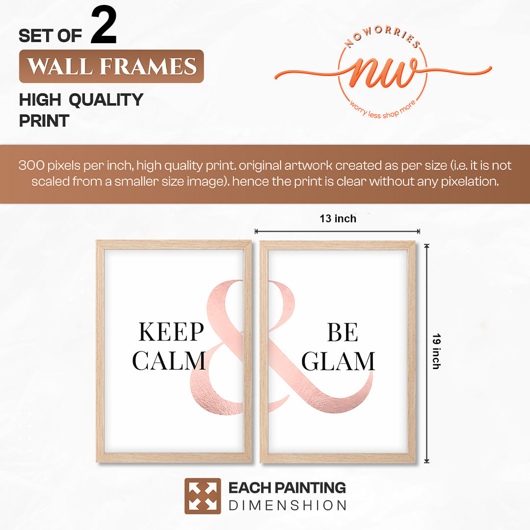Keep Calm & Be Glam Chic Wall Art Set of 2
