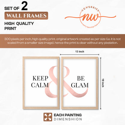 Keep Calm & Be Glam Chic Wall Art Set of 2