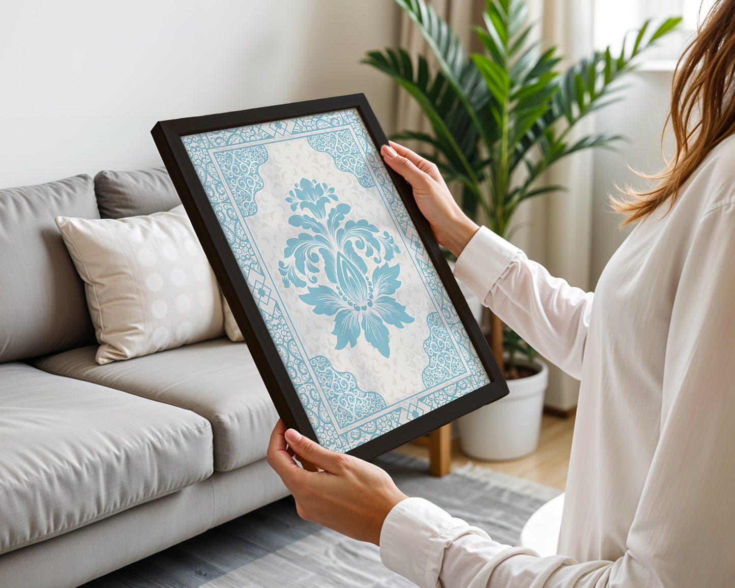 Blue Ornamental Pattern Frame