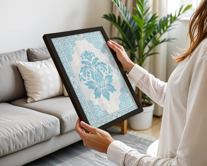 Blue Ornamental Pattern Frame