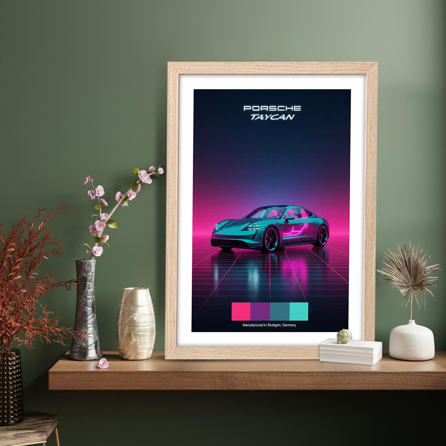 Porsche Taycan Synthwave Wall Frame