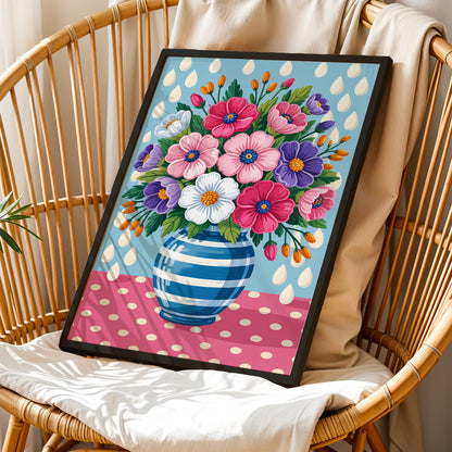 Blooming Floral Vase Framed Wall Art Print