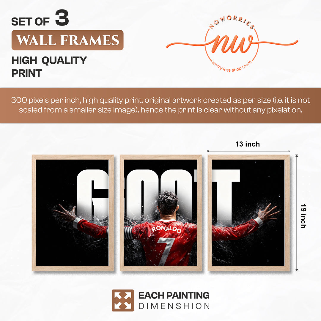 Cristiano Ronaldo GOAT Wall Art Set of 3