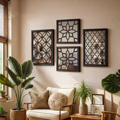 Lattice Mirror Art Set of 4