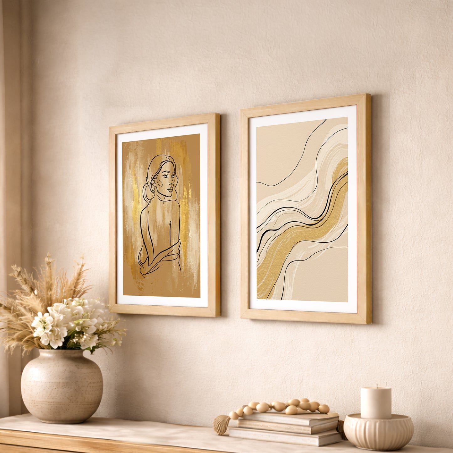 Boho Line Art Framed Set
