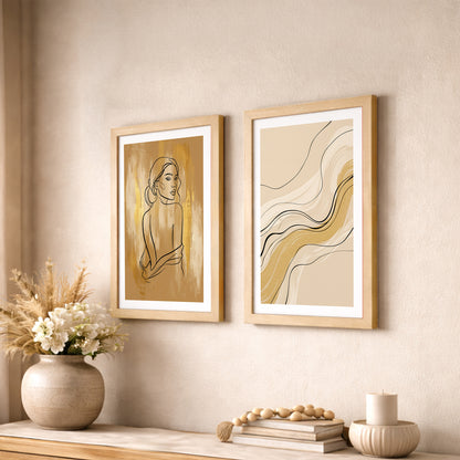 Boho Line Art Framed Set