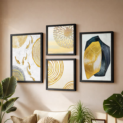 Modern Gold Abstract Wall Art Set of 4