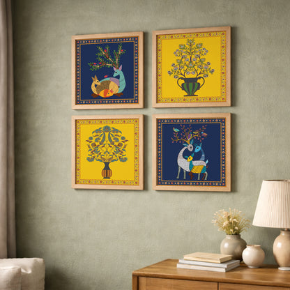 Folk Flora Wall Decor Set of 4