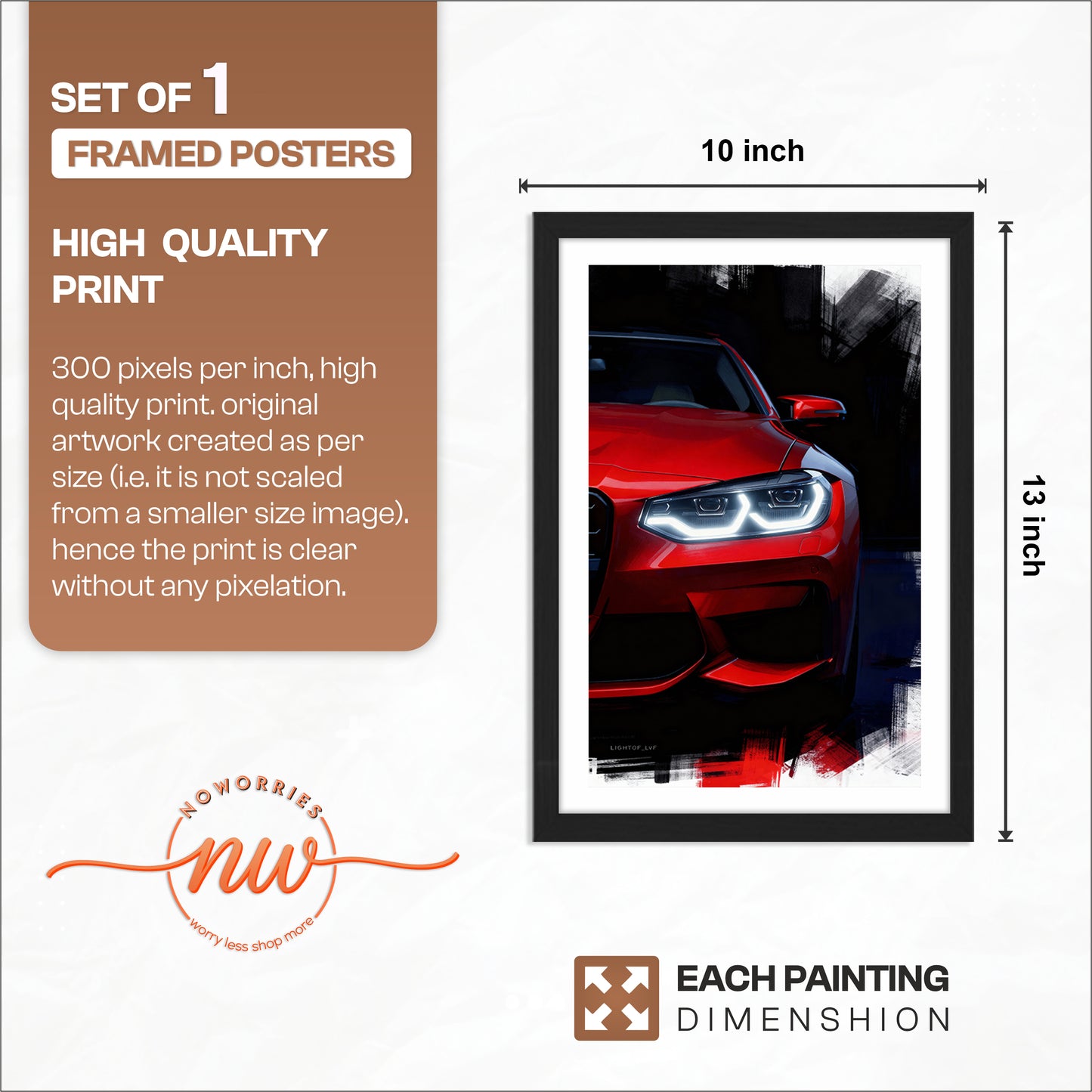 Neon Drift Car Wall Frame Set