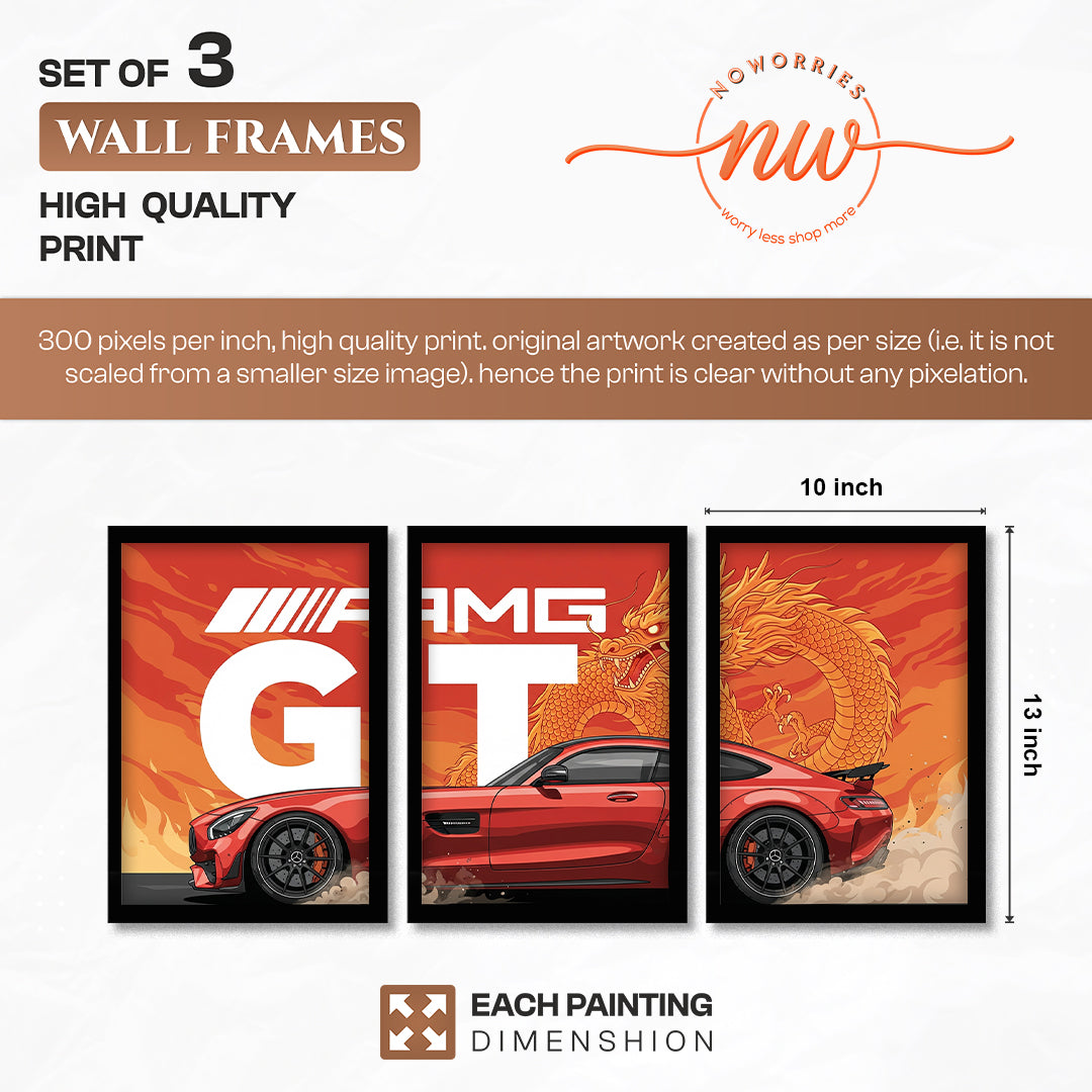 AMG GT Dragon Wall Frame Set of 3