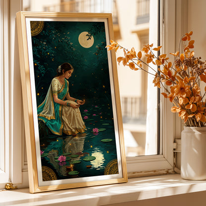 Moonlit Lotus Serenity Wall Art