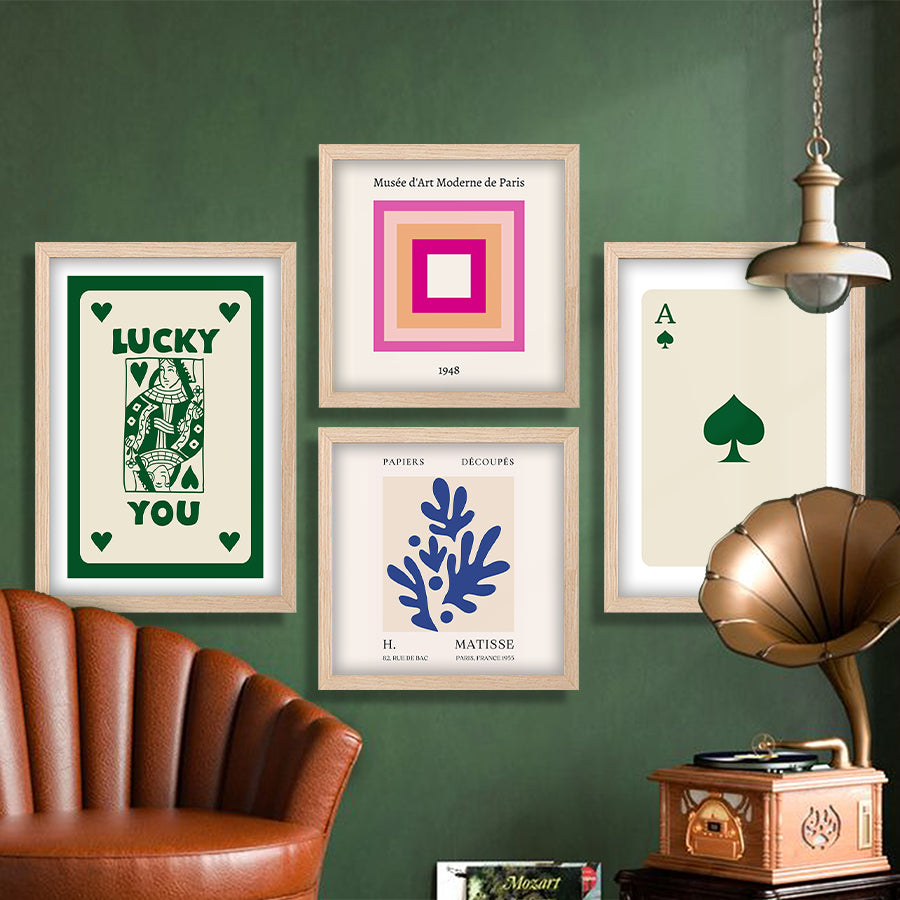 Lucky Card Wall Decor Set of 4